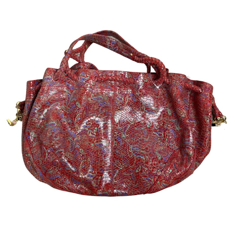 Sharon Gioe Italian Collection Handbag Leather Red Paisley